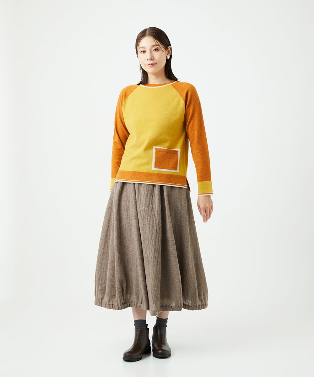 NGFAF13210 GIANNI LO GIUDICE(ジャンニ ロ ジュディチェ) バイカラーポケットニット マスタード