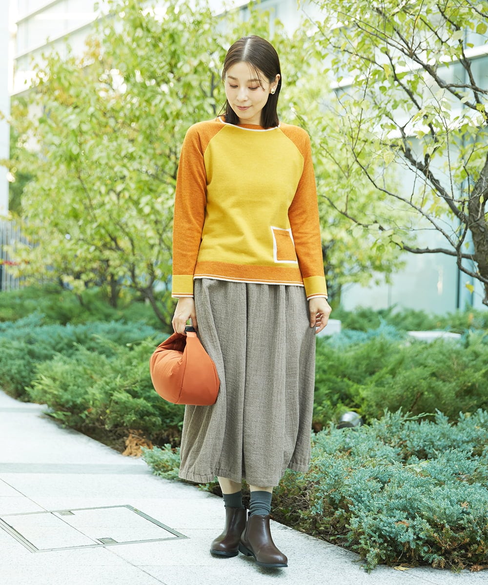 NGFAF13210 GIANNI LO GIUDICE(ジャンニ ロ ジュディチェ) バイカラーポケットニット マスタード