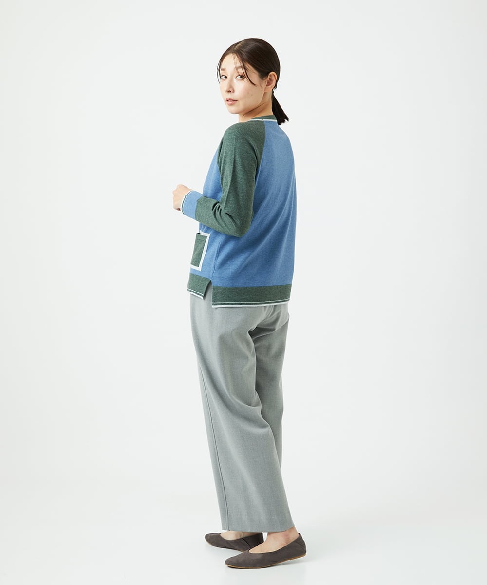 NGFAF13210 GIANNI LO GIUDICE(ジャンニ ロ ジュディチェ) バイカラーポケットニット ブルー