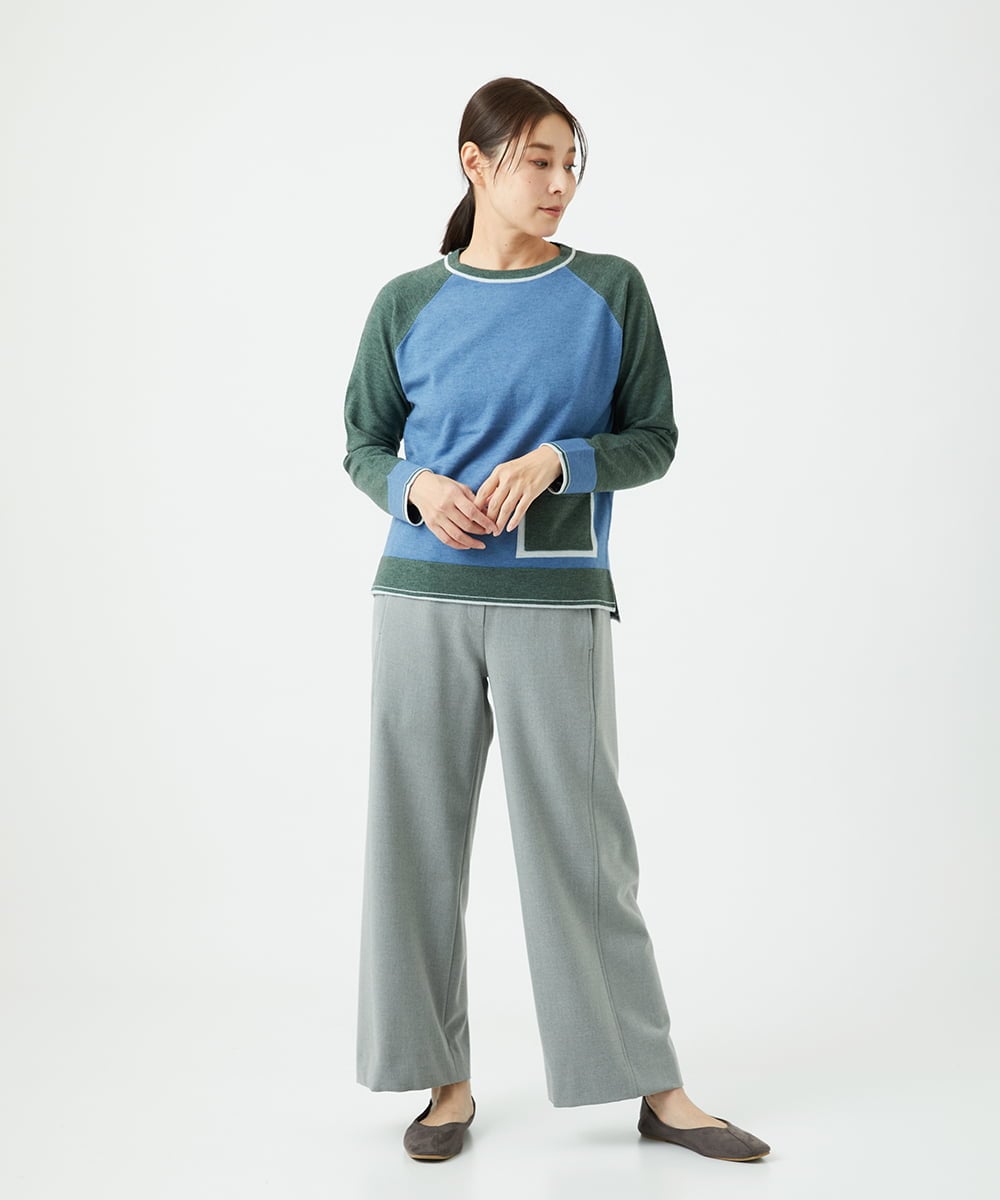 NGFAF13210 GIANNI LO GIUDICE(ジャンニ ロ ジュディチェ) バイカラーポケットニット ブルー