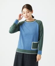 NGFAF13210 GIANNI LO GIUDICE(ジャンニ ロ ジュディチェ) バイカラーポケットニット ブルー