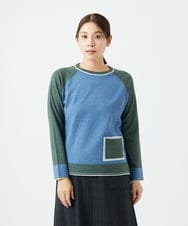 NGFAF13210 GIANNI LO GIUDICE(ジャンニ ロ ジュディチェ) バイカラーポケットニット ブルー