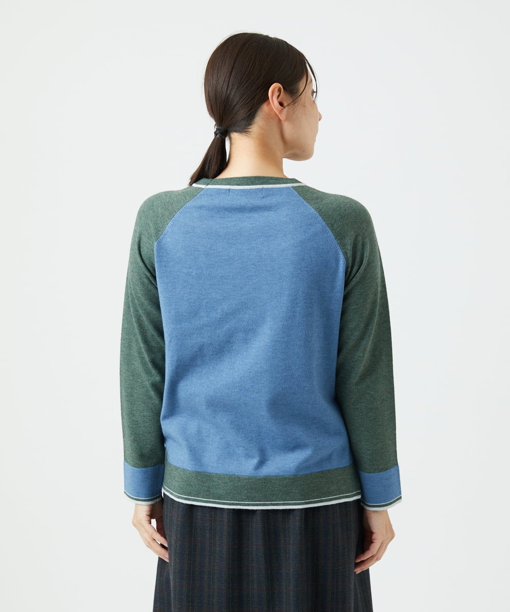 NGFAF13210 GIANNI LO GIUDICE(ジャンニ ロ ジュディチェ) バイカラーポケットニット ブルー