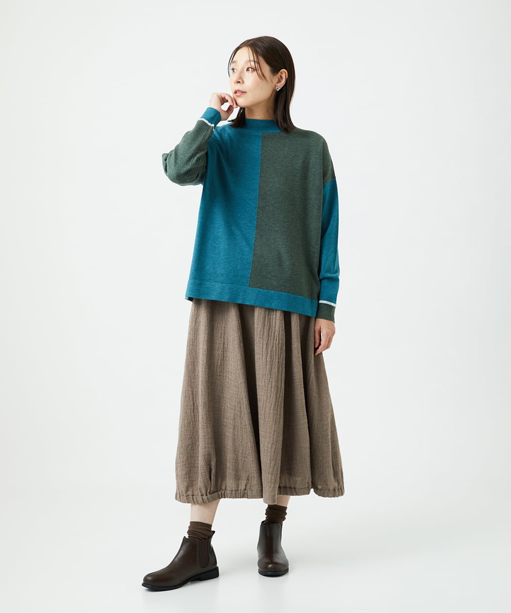 NGFAF14220 GIANNI LO GIUDICE(ジャンニ ロ ジュディチェ) バイカラーニット ブルー