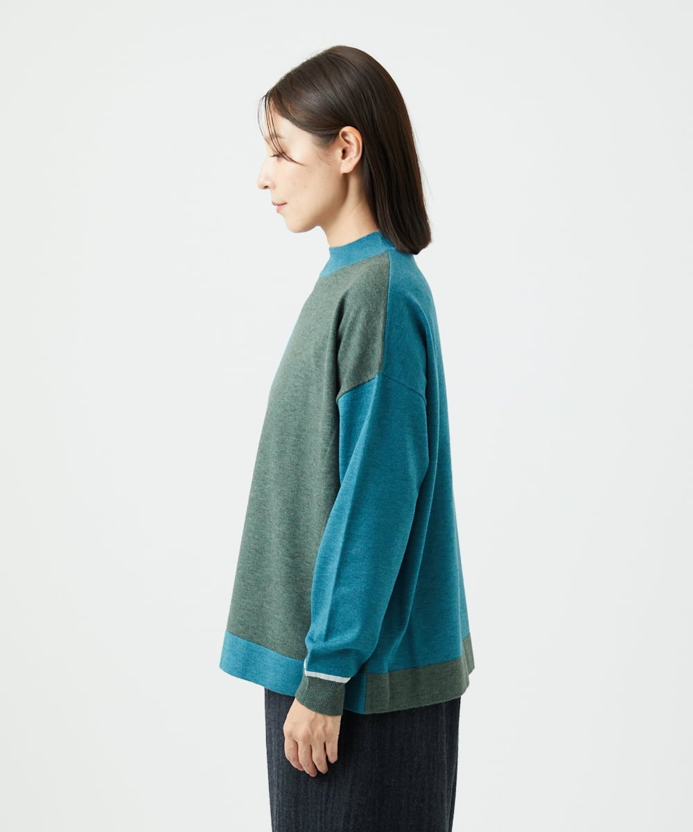 NGFAF14220 GIANNI LO GIUDICE(ジャンニ ロ ジュディチェ) バイカラーニット ブルー