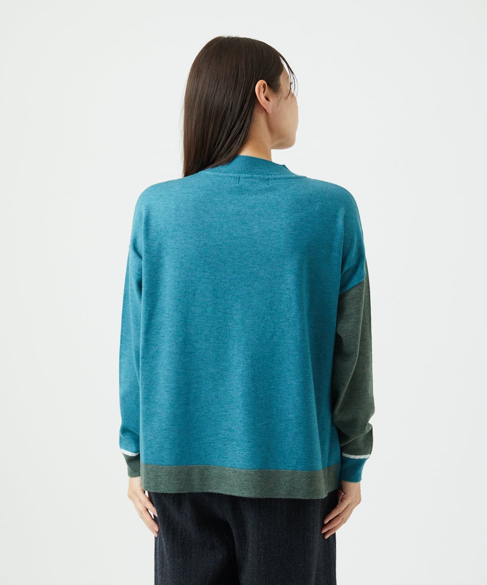 NGFAF14220 GIANNI LO GIUDICE(ジャンニ ロ ジュディチェ) バイカラーニット ブルー