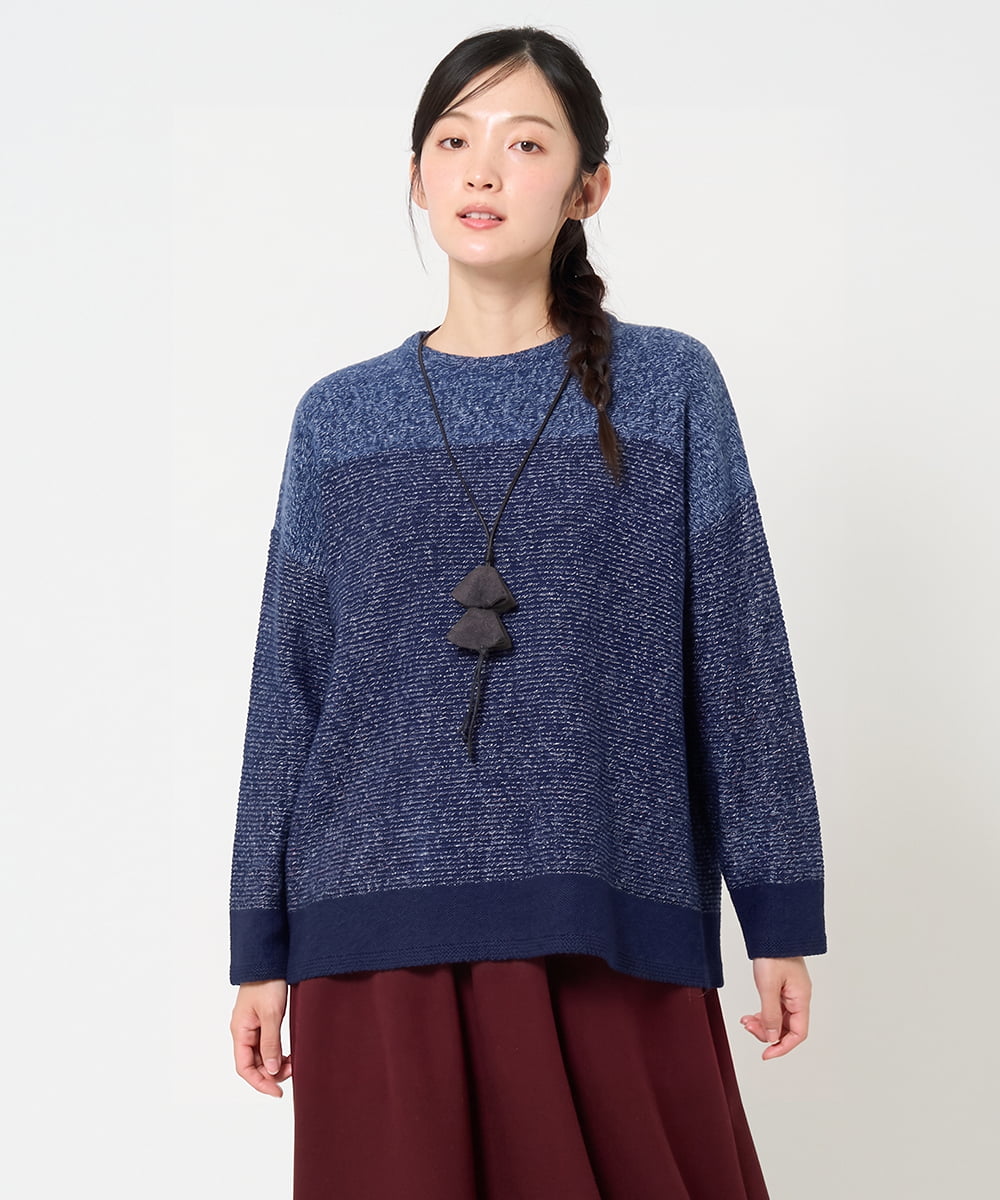 NGFAH41230 GIANNI LO GIUDICE(ジャンニ ロ ジュディチェ) ミックスヤーンニット ネイビー
