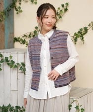 NGFAH49230 GIANNI LO GIUDICE(ジャンニ ロ ジュディチェ) カスリヤーンニットベスト ブルー