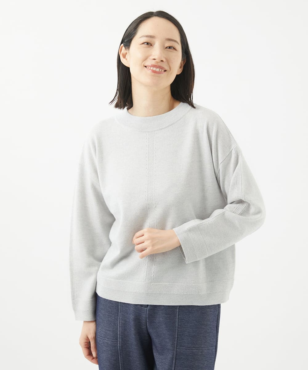 NGFCC05200 GIANNI LO GIUDICE(ジャンニ ロ ジュディチェ) アイレットプルオーバーニット ライトグレー