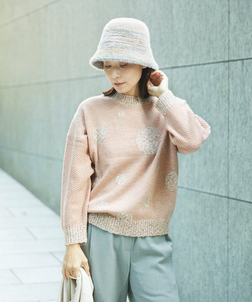 NGFCE53270 GIANNI LO GIUDICE(ジャンニ ロ ジュディチェ) [洗える]ドットインターシャニット ピンク