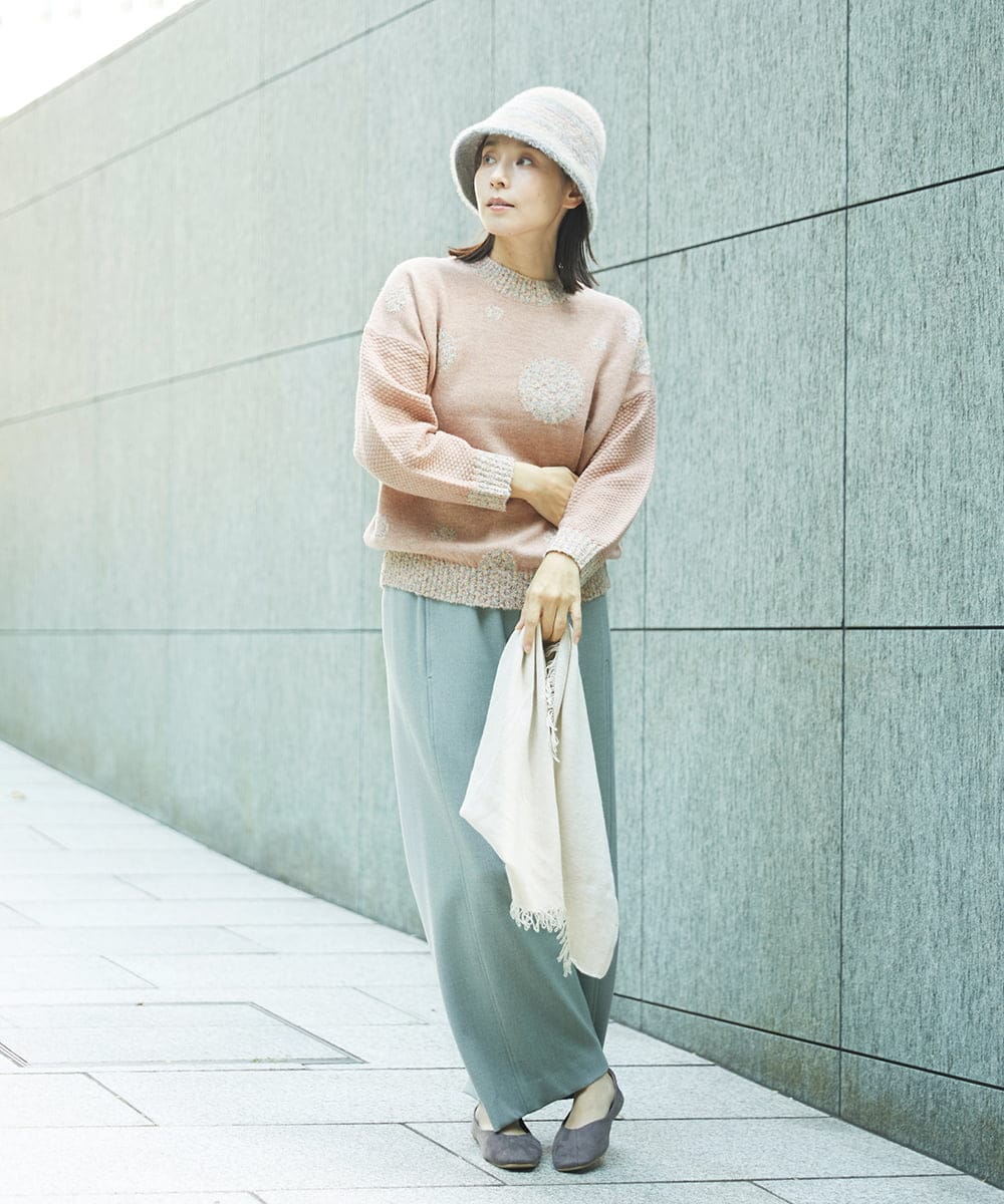 NGFCE53270 GIANNI LO GIUDICE(ジャンニ ロ ジュディチェ) [洗える]ドットインターシャニット ピンク