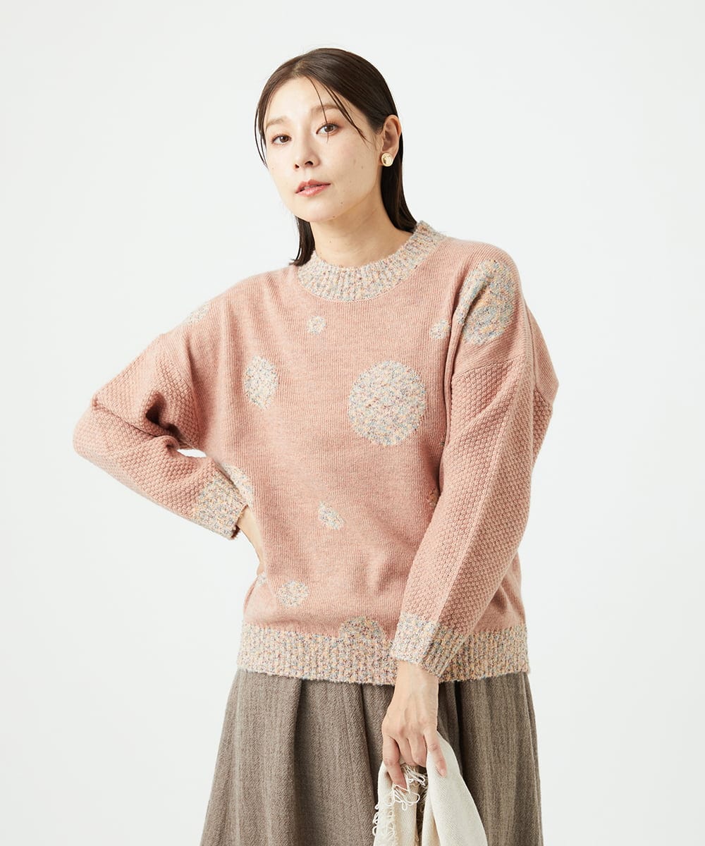 NGFCE53270 GIANNI LO GIUDICE(ジャンニ ロ ジュディチェ) [洗える]ドットインターシャニット ピンク