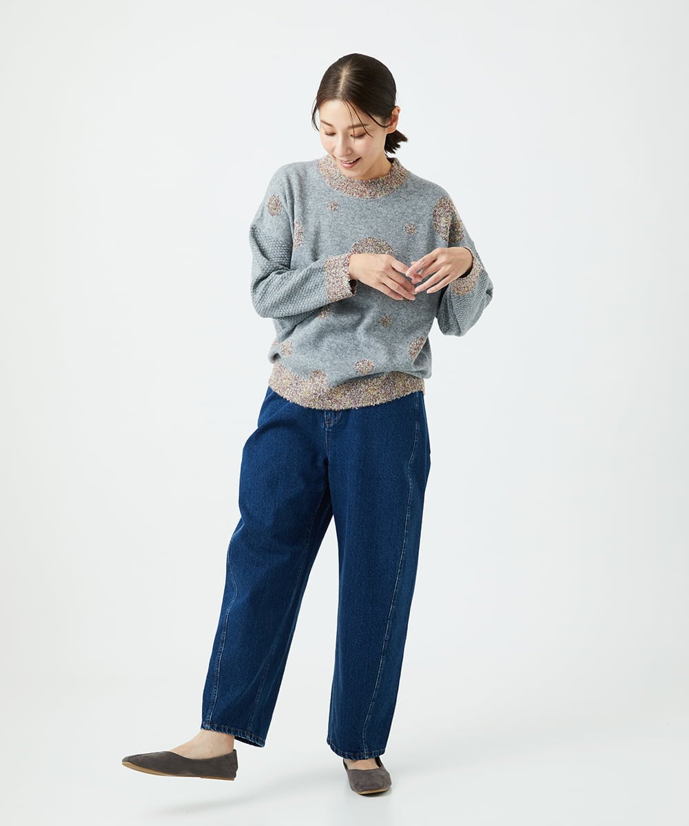 NGFCE53270 GIANNI LO GIUDICE(ジャンニ ロ ジュディチェ) [洗える]ドットインターシャニット グレー