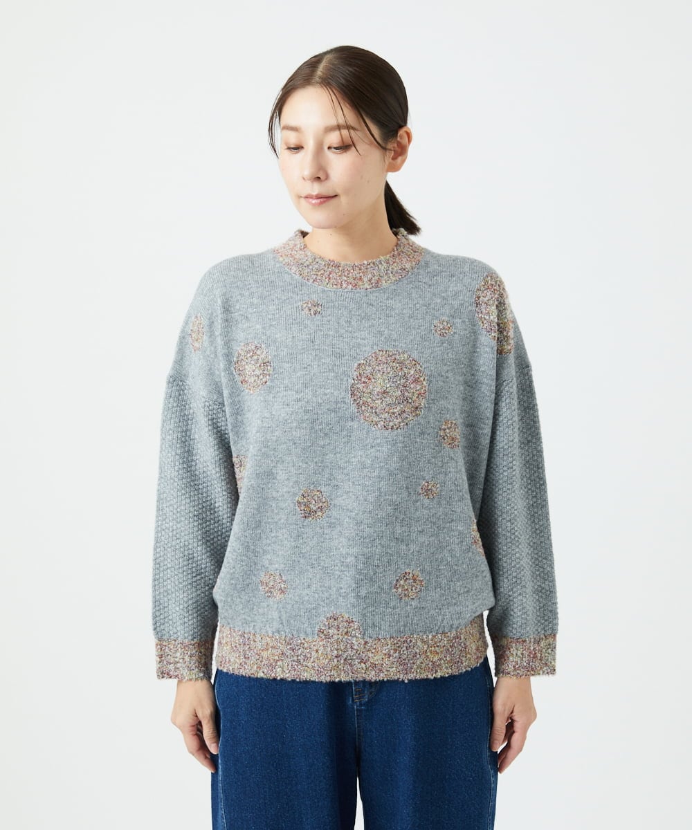 NGFCE53270 GIANNI LO GIUDICE(ジャンニ ロ ジュディチェ) [洗える]ドットインターシャニット グレー