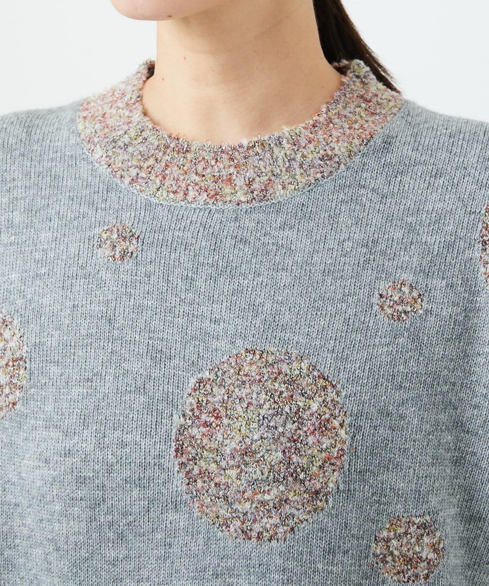 NGFCE53270 GIANNI LO GIUDICE(ジャンニ ロ ジュディチェ) [洗える]ドットインターシャニット グレー