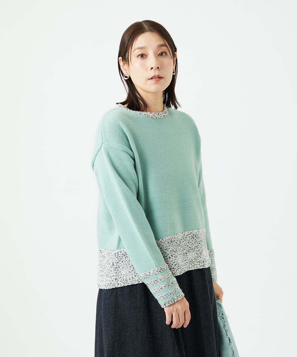 NGFCF50250 GIANNI LO GIUDICE [洗える]カスリパネルボーダーニット