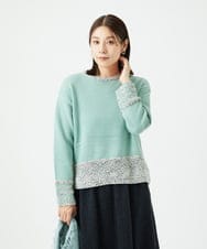 NGFCF50250 GIANNI LO GIUDICE(ジャンニ ロ ジュディチェ) [洗える]カスリパネルボーダーニット グリーン