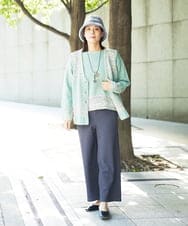 NGFCF50250 GIANNI LO GIUDICE(ジャンニ ロ ジュディチェ) [洗える]カスリパネルボーダーニット グリーン