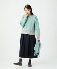 NGFCF50250 GIANNI LO GIUDICE(ジャンニ ロ ジュディチェ) [洗える]カスリパネルボーダーニット グリーン