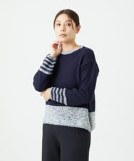 NGFCF50250 GIANNI LO GIUDICE(ジャンニ ロ ジュディチェ) [洗える]カスリパネルボーダーニット ネイビー