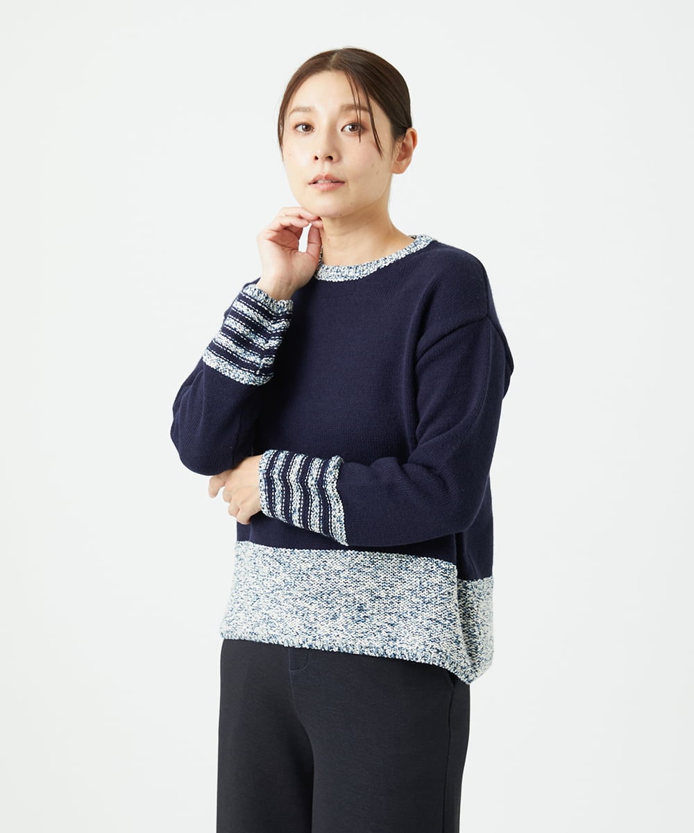 NGFCF50250 GIANNI LO GIUDICE [洗える]カスリパネルボーダーニット