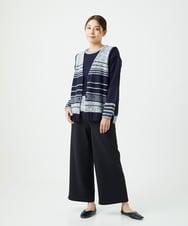 NGFCF50250 GIANNI LO GIUDICE(ジャンニ ロ ジュディチェ) [洗える]カスリパネルボーダーニット ネイビー