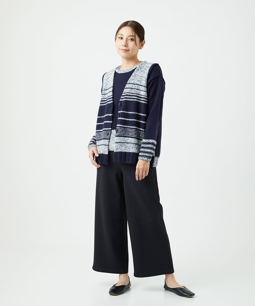 NGFCF50250 GIANNI LO GIUDICE(ジャンニ ロ ジュディチェ) [洗える]カスリパネルボーダーニット ネイビー