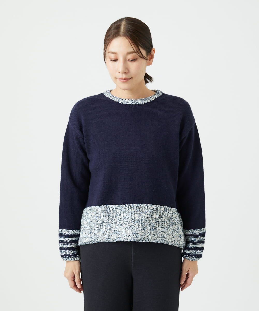 NGFCF50250 GIANNI LO GIUDICE(ジャンニ ロ ジュディチェ) [洗える]カスリパネルボーダーニット ネイビー