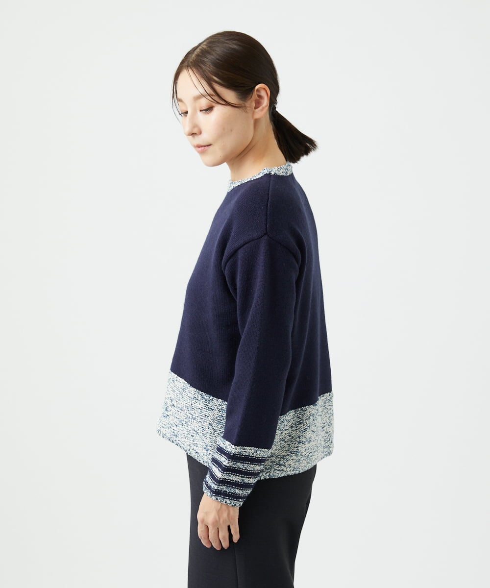 NGFCF50250 GIANNI LO GIUDICE(ジャンニ ロ ジュディチェ) [洗える]カスリパネルボーダーニット ネイビー