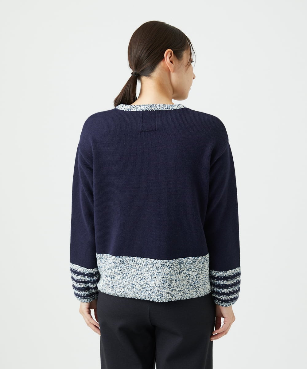 NGFCF50250 GIANNI LO GIUDICE(ジャンニ ロ ジュディチェ) [洗える]カスリパネルボーダーニット ネイビー