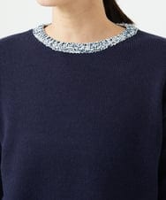 NGFCF50250 GIANNI LO GIUDICE(ジャンニ ロ ジュディチェ) [洗える]カスリパネルボーダーニット ネイビー