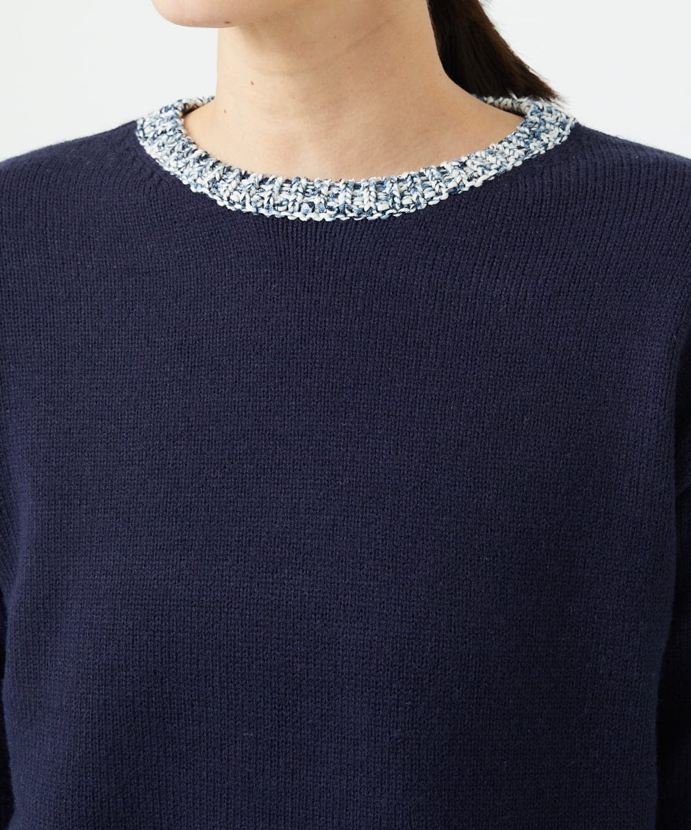 NGFCF50250 GIANNI LO GIUDICE(ジャンニ ロ ジュディチェ) [洗える]カスリパネルボーダーニット ネイビー