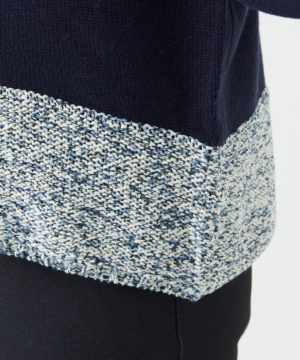 NGFCF50250 GIANNI LO GIUDICE(ジャンニ ロ ジュディチェ) [洗える]カスリパネルボーダーニット ネイビー