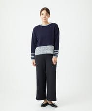 NGFCF50250 GIANNI LO GIUDICE(ジャンニ ロ ジュディチェ) [洗える]カスリパネルボーダーニット ネイビー