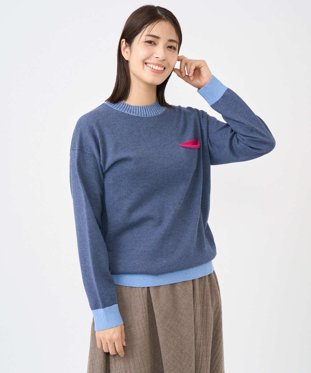 NGFCF60200 GIANNI LO GIUDICE(ジャンニ ロ ジュディチェ) [洗える]T/Cニット ブルー