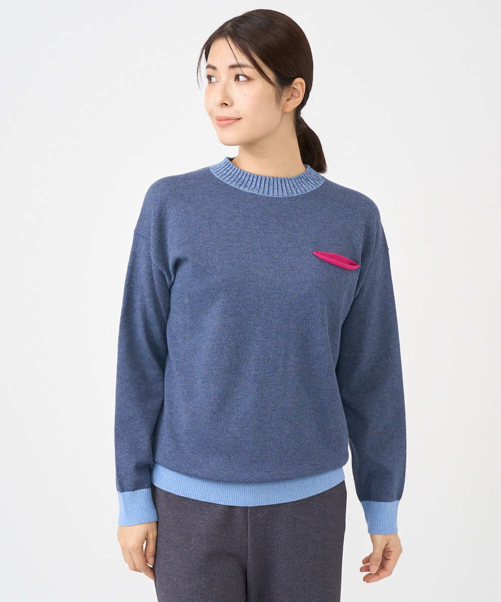 NGFCF60200 GIANNI LO GIUDICE(ジャンニ ロ ジュディチェ) [洗える]T/Cニット ブルー