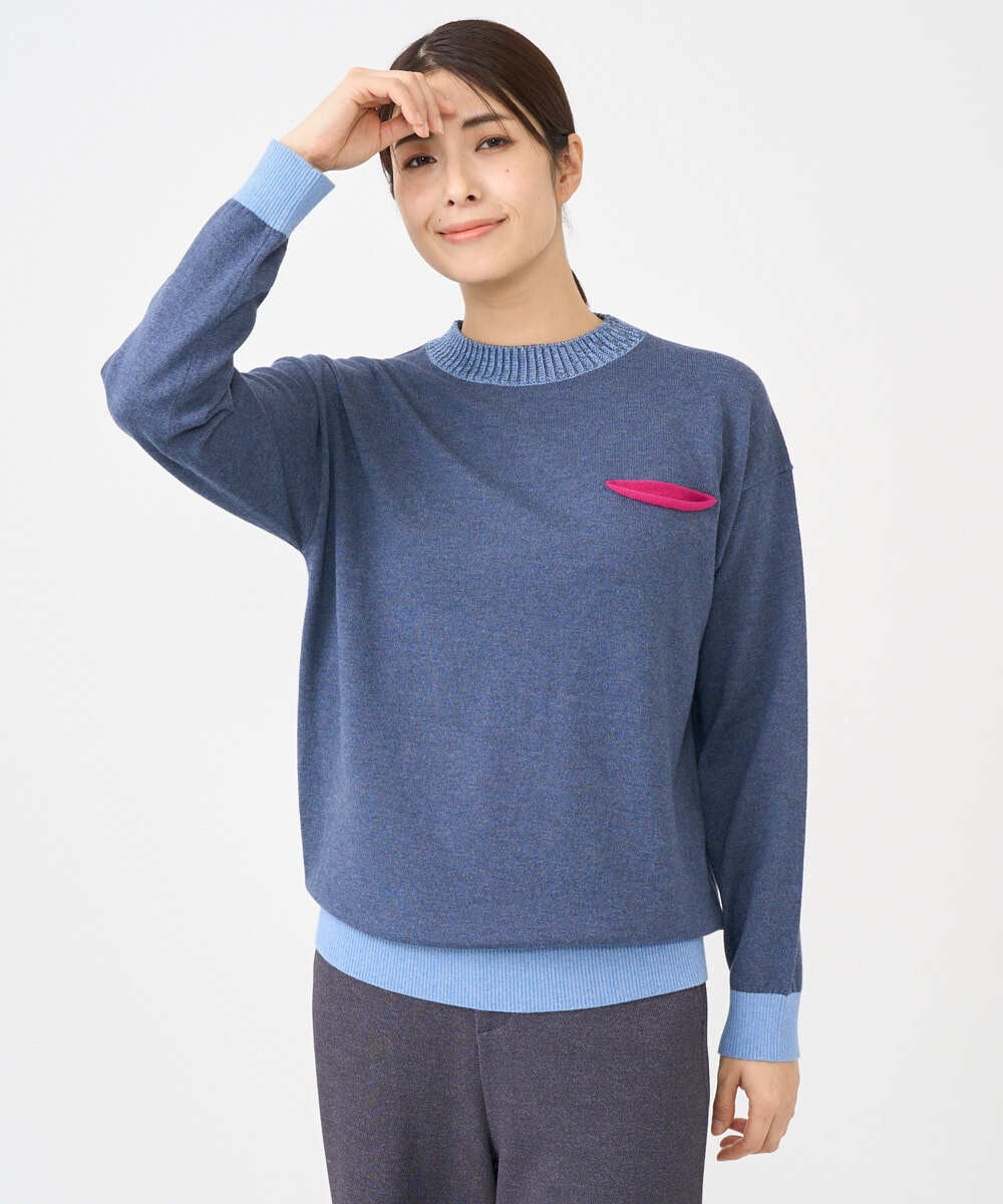 NGFCF60200 GIANNI LO GIUDICE(ジャンニ ロ ジュディチェ) [洗える]T/Cニット ブルー