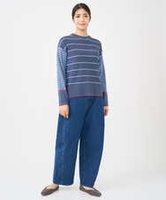 NGFCF61200 GIANNI LO GIUDICE(ジャンニ ロ ジュディチェ) [洗える]T/Cエコボーダーニット ブルー