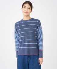 NGFCF61200 GIANNI LO GIUDICE(ジャンニ ロ ジュディチェ) [洗える]T/Cエコボーダーニット ブルー