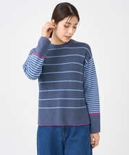 NGFCF61200 GIANNI LO GIUDICE(ジャンニ ロ ジュディチェ) [洗える]T/Cエコボーダーニット ブルー