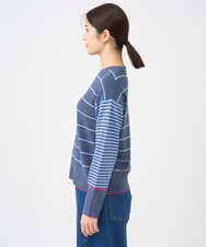 NGFCF61200 GIANNI LO GIUDICE(ジャンニ ロ ジュディチェ) [洗える]T/Cエコボーダーニット ブルー