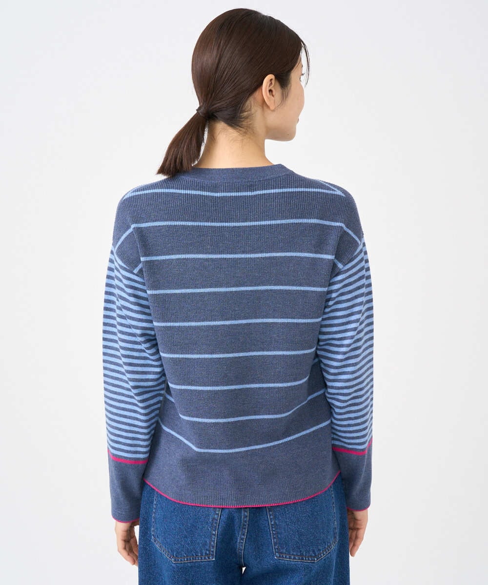 NGFCF61200 GIANNI LO GIUDICE(ジャンニ ロ ジュディチェ) [洗える]T/Cエコボーダーニット ブルー