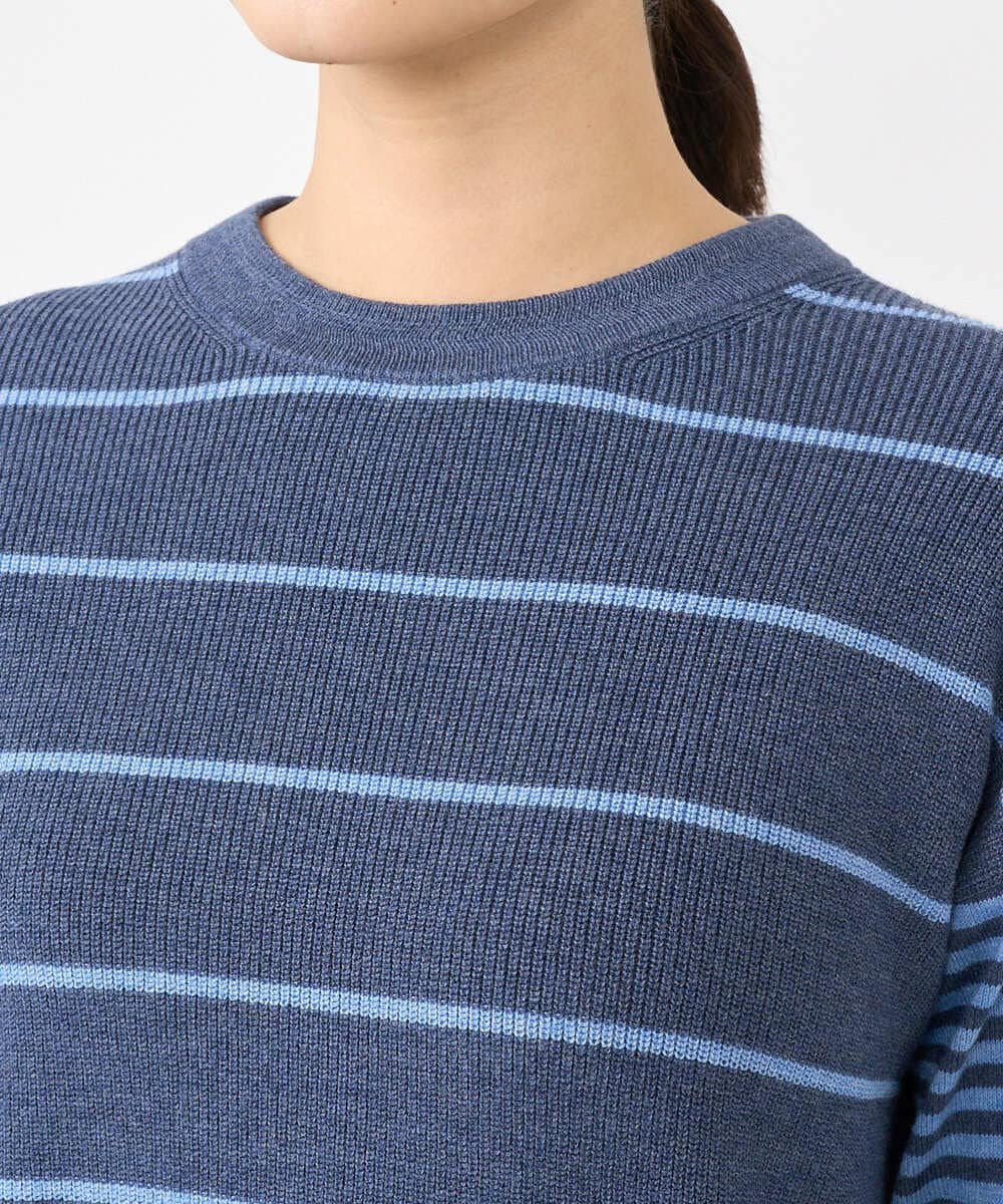 NGFCF61200 GIANNI LO GIUDICE(ジャンニ ロ ジュディチェ) [洗える]T/Cエコボーダーニット ブルー