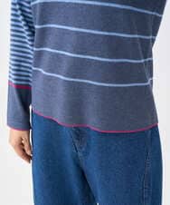 NGFCF61200 GIANNI LO GIUDICE(ジャンニ ロ ジュディチェ) [洗える]T/Cエコボーダーニット ブルー