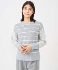 NGFCF63200 GIANNI LO GIUDICE(ジャンニ ロ ジュディチェ) [洗える]T/Cエコボーダーニット ライトグレー