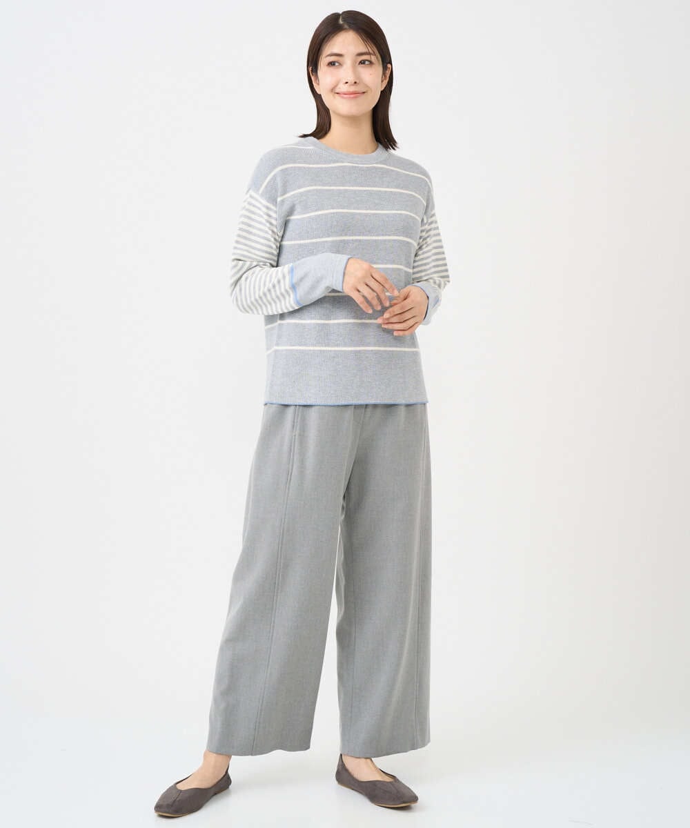 NGFCF63200 GIANNI LO GIUDICE(ジャンニ ロ ジュディチェ) [洗える]T/Cエコボーダーニット ライトグレー