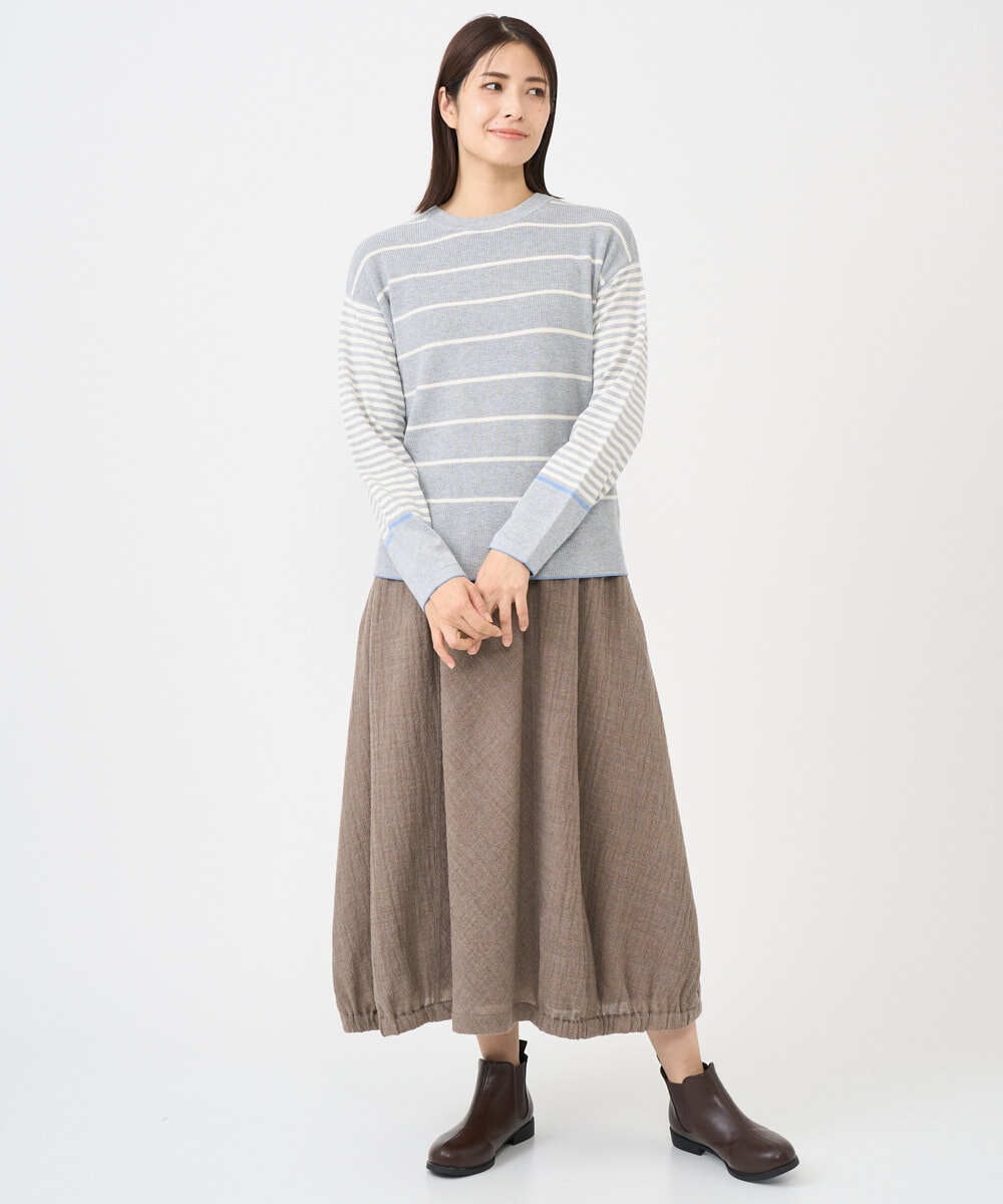 NGFCF63200 GIANNI LO GIUDICE(ジャンニ ロ ジュディチェ) [洗える]T/Cエコボーダーニット ライトグレー