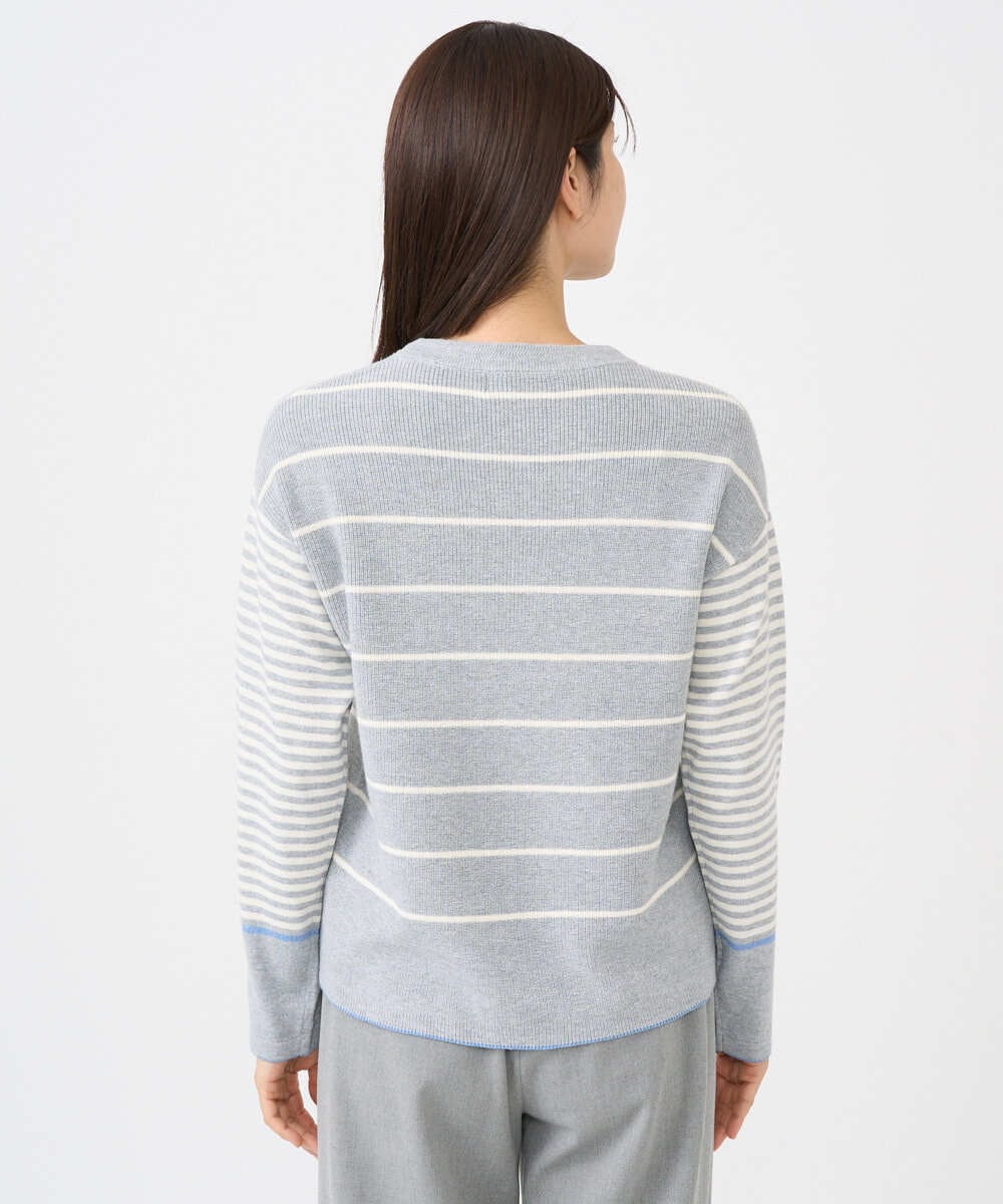 NGFCF63200 GIANNI LO GIUDICE(ジャンニ ロ ジュディチェ) [洗える]T/Cエコボーダーニット ライトグレー