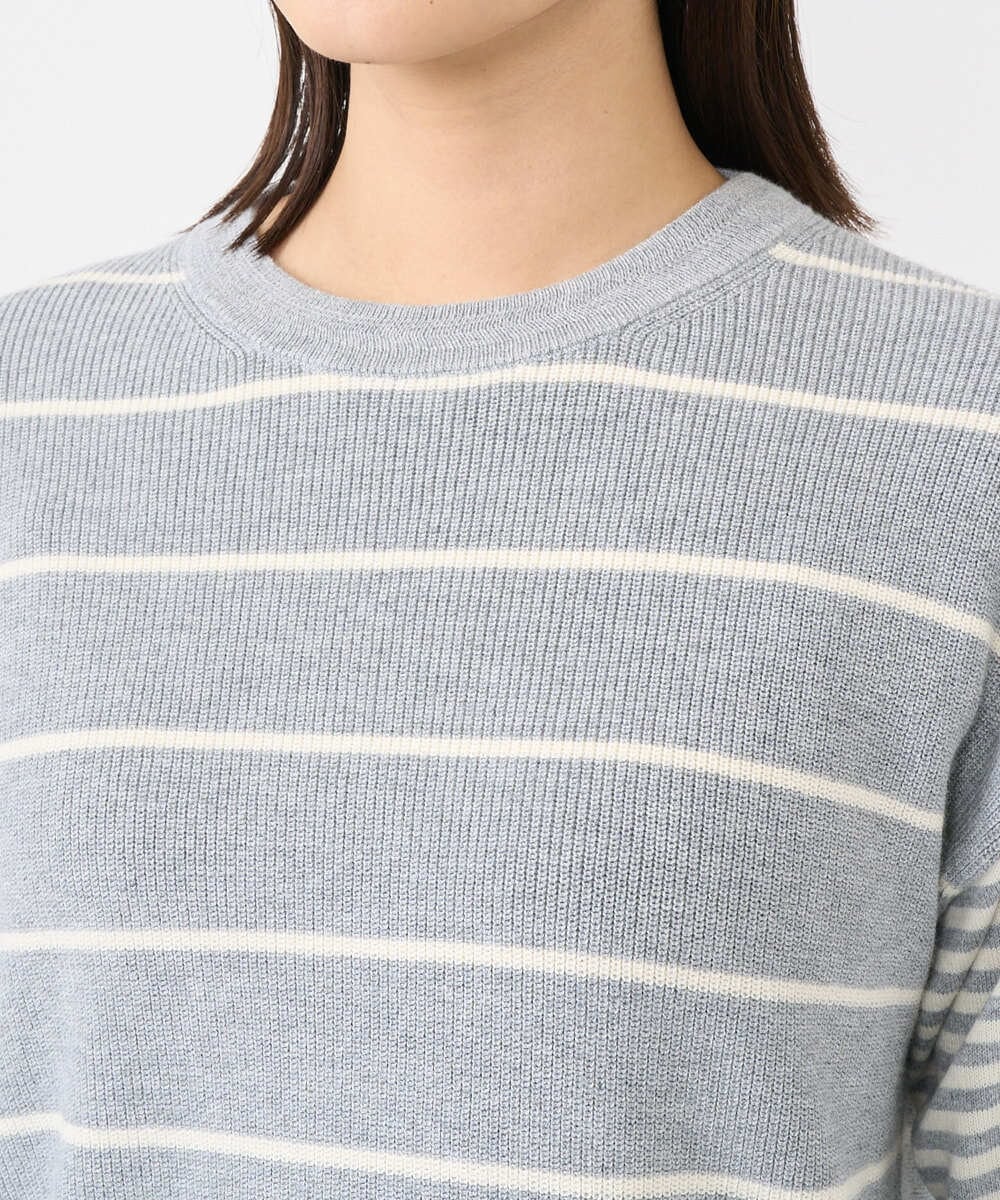 NGFCF63200 GIANNI LO GIUDICE(ジャンニ ロ ジュディチェ) [洗える]T/Cエコボーダーニット ライトグレー