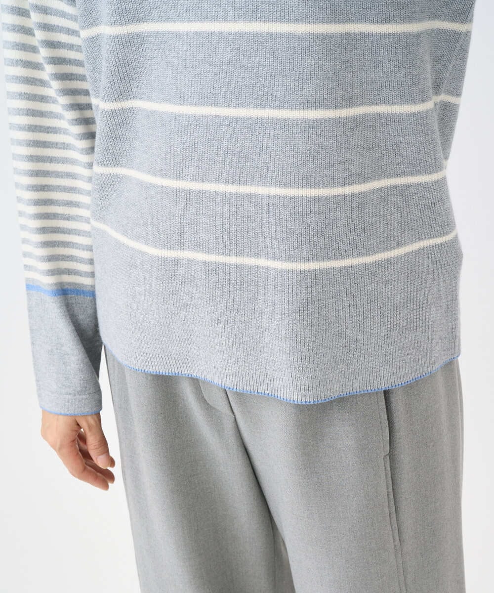 NGFCF63200 GIANNI LO GIUDICE(ジャンニ ロ ジュディチェ) [洗える]T/Cエコボーダーニット ライトグレー